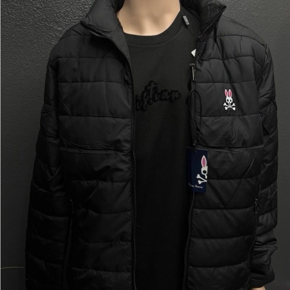 New Psycho Bunny Puffer Jacket Size Medium (Black) Mens Full Zip Jacket